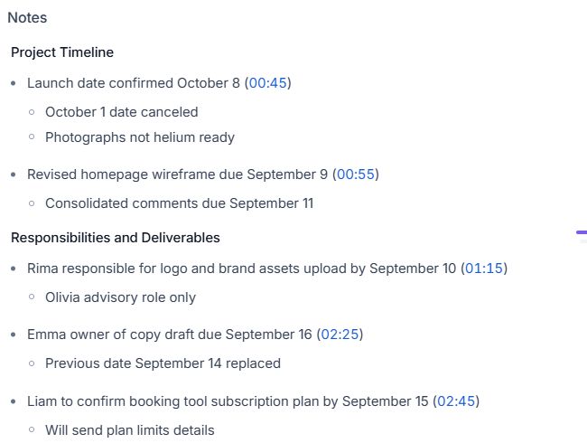 Second Fireflies test notes name Rima as the brand-assets owner and retain the September 10 and September 15 deadlines.